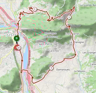 Image du tracé gps du parcours proposé autour du magasin