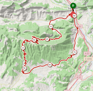 Image du tracé gps du parcours de la montagne de lure 