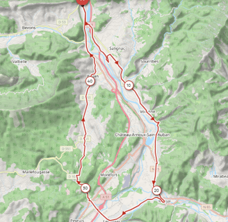 Image du tracé gps du parcours passant pas le 04 vers les mées  