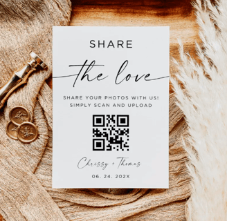 share the love qr code wedding photography card