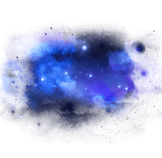 nebulosa con tonos azules, lilas, negros y blancos