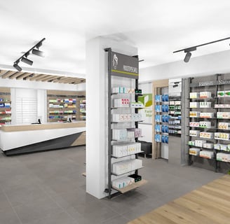 foto dell'interno di una farmacia ristrutturata
