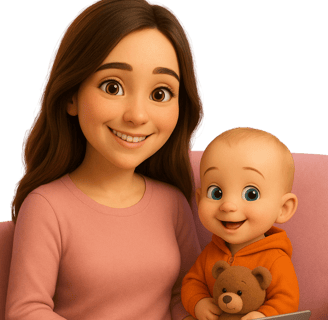 madre primeriza con su bebé frente a la computadora, blog de maternidad sobre embarazo y mucho mas