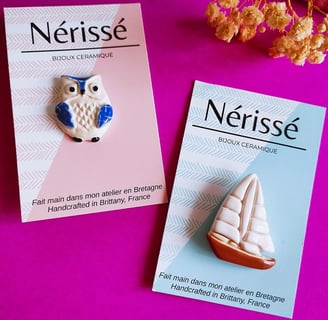 Broches en céramiques artisanales