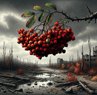 Rowan Berries protecting you from the desolation seen in the background