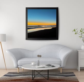 imagen del amanecer a orilla de un Mar en fotografia impresa en lienzo