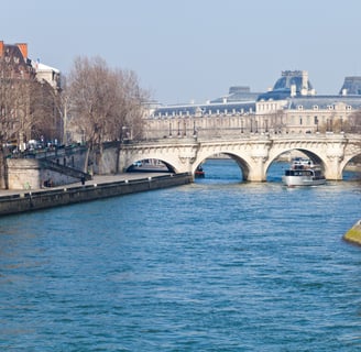 Panorama of Seine River with Pont Neuf.