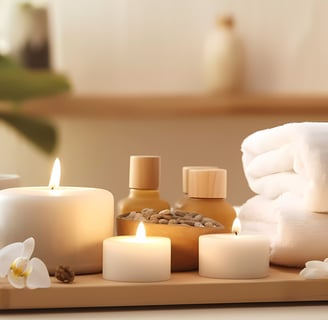 Spa accessory composition set in day spa hotel