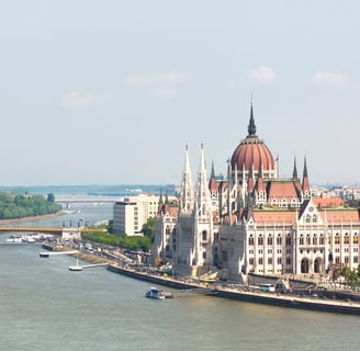 View of the Parliament and the Danube river in Budapest, Hungary