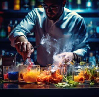 Expert barman making cocktails at the bar