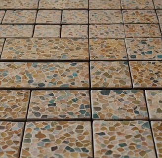 a unique display of terrazzo tiles