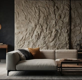 stone feature wall in living room | accent wall | high end interior | close to nature 