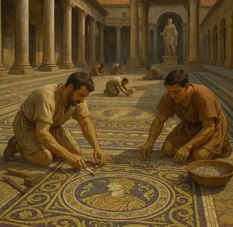 two men laying italian tiles in roman empire