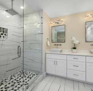 white calacatta tiles bathroom