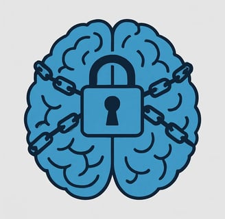 Un cerveau stylisé avec une serrure ou des chaînes, représentant la boucle obsessionnelle du TOC.