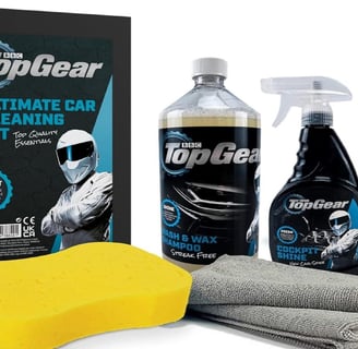 Top Gear Ultimate Car Cleaning Set – All-in-one car care kit with wash & wax, wheel cleaner, and microfibre cloths