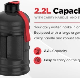 Fuel24 Jug 2.2L drop-proof water bottle for gym, travel, and outdoor use