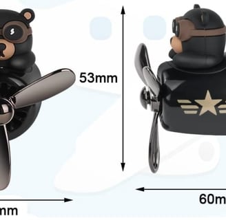 Bear Pilot Retro Airplane Car Air Freshener with rotating propeller