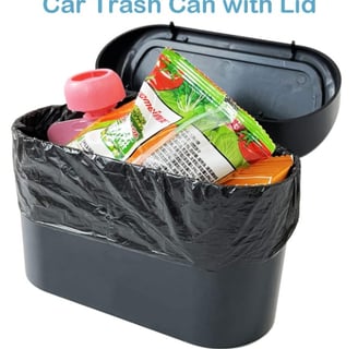 KITBEST Car Bin 2 Pack Mini Trash Can with Lid and Hooks