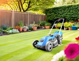 Hyundai HYM3800E Electric Lawnmower in Action