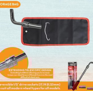 Heavy Duty Car Wheel Wrench with Telescopic Handle and Carry Bag