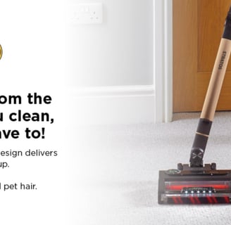 Shark Stratos Cordless Vacuum Pet Pro in action cleaning pet hair