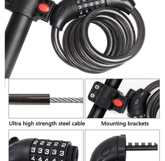 REHKITTZ Bike Lock with 5-digit combination and durable alloy chain