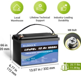 LiFePO4 Battery 12V 100Ah for RVs, boats, and solar systems