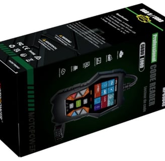 MOTOPOWER MP69040 OBD2 Scanner plugged into a car