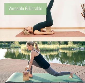 Overmont Cork Yoga Blocks 2-Pack with 8ft Strap – Eco-friendly, non-slip yoga blocks for improved alignment and deeper