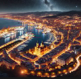 Panoramablick vom Gibralfaro – Málaga im Lichtermeer