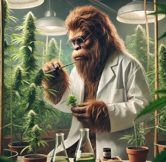 Bigfoot pollinating cannabis plants