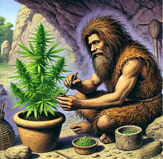 Caveman repotting plant