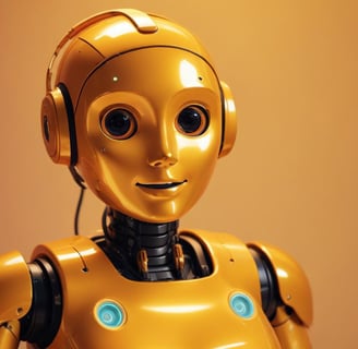 a robot - like robot with a yellow headphones