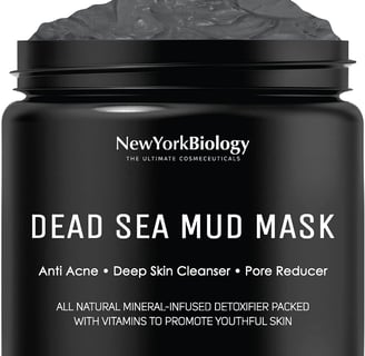 a dead sea mud mask with a black and white background
