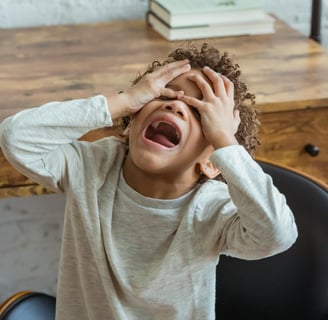 Image of boy in a state of panic and distress