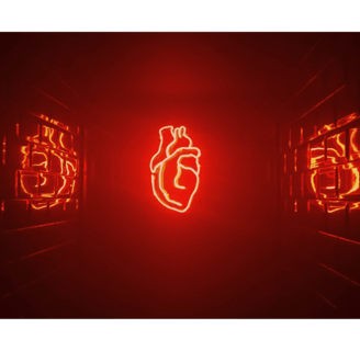 Heart shaped light reflecting off walls, an image of healthy love