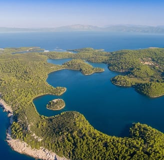 View of a Croatian island with crystal-clear sea and Mediterranean nature