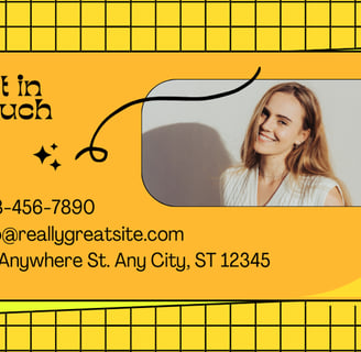 a business card with a picture of a woman