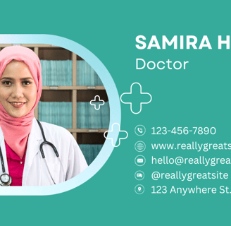 a woman doctor in a pink hijab