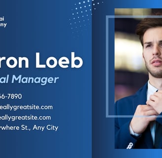 a business card with a business card for aaron loebeck