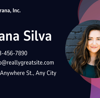 a business card with a photo of a woman in a business card