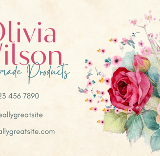 a business card with a bouquet of flowers
