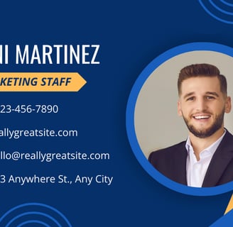a business card with a photo of a man in a suit