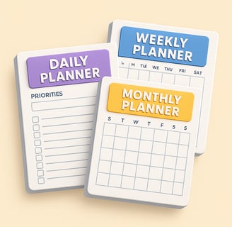 a calendar planner with a weekly planner and a weekly planner