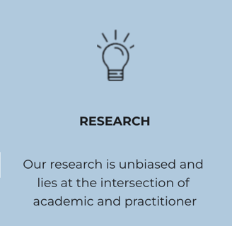Our research is unbiased and lies at the intersection of academic and practitioner