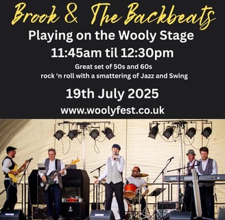 brook and the backbeats rock and roll band playing woolyfest 2025