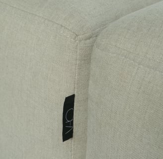a couch with a label on it