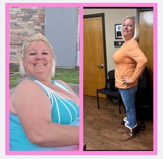 a woman with a weight loss and a weight loss