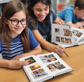 A light-colored wooden shelf is organized with various educational materials. The top shelf holds trays with papers and a small green basket. The middle shelf has more paper trays and a small container. The bottom shelf contains baskets, small books, and plastic folders. A vibrant painting of colorful flowers is hung above the shelf on a cream-colored wall. The floor is wooden, and there is a small chalkboard next to the shelf.